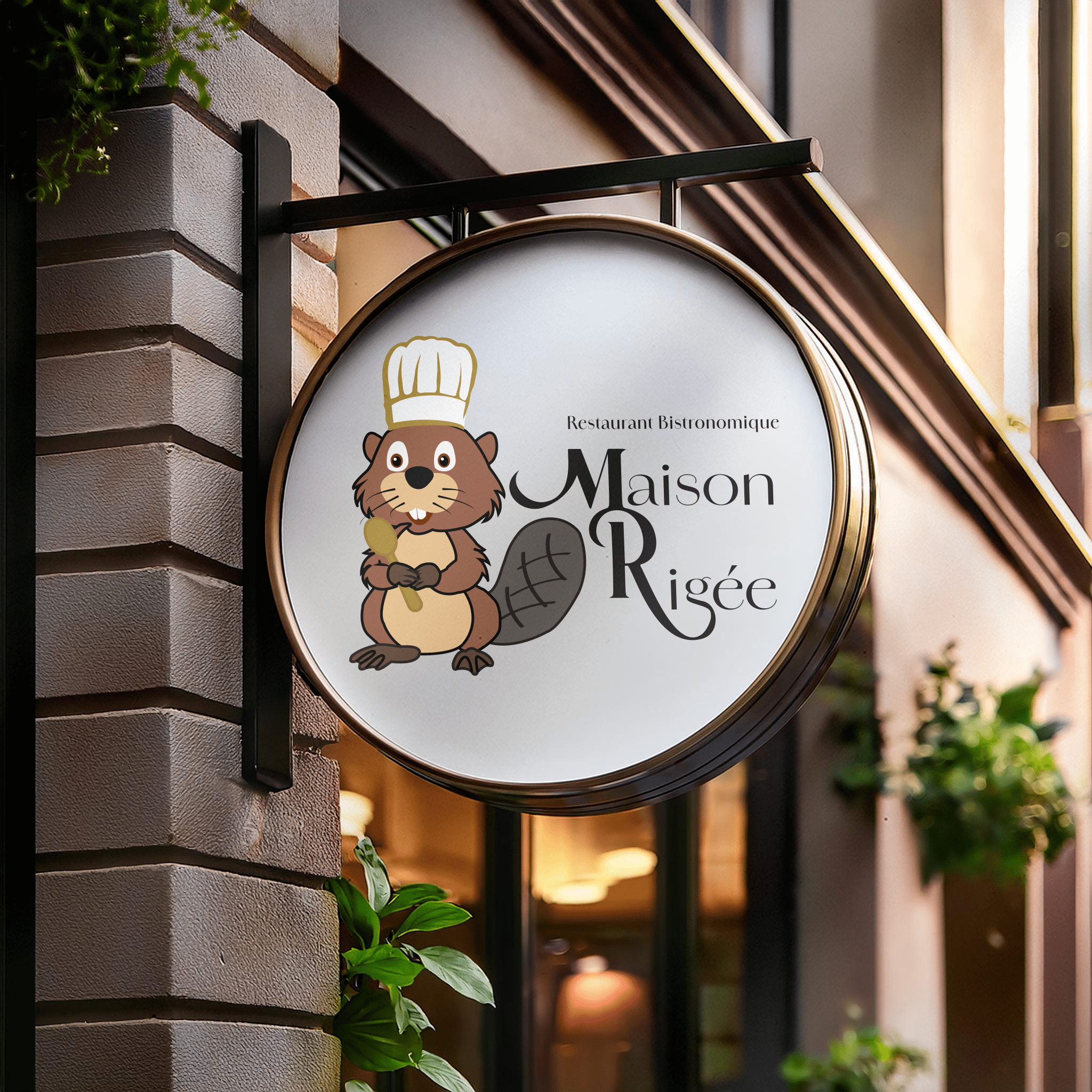 Logo mascotte castor pour un restaurant bistronomique du Tours